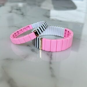 ROXANNE ASSOULIN (Pink, Bk + White)
Set of two enamel and gold-tone bracelets